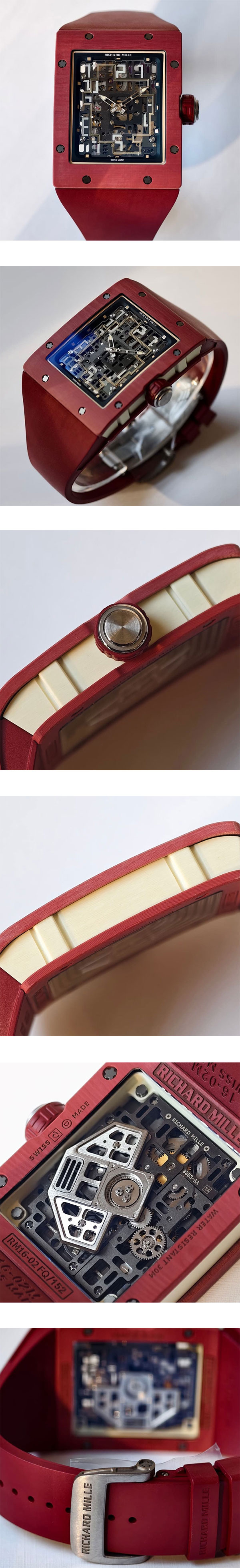 【AV工場】 リシャール・ミルコピー時計 RM 16-02 オートマティック エクストラフラット レッド  写真つけっばなし